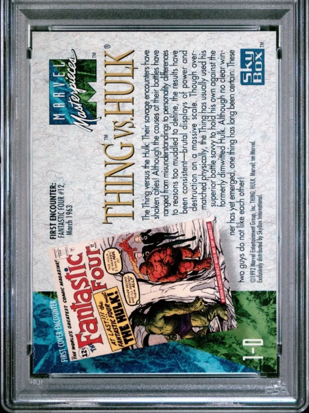 1992 MARVEL MASTERPIECES PSA 9 BATTLE SPECTRA 1-D THING VS. HULK